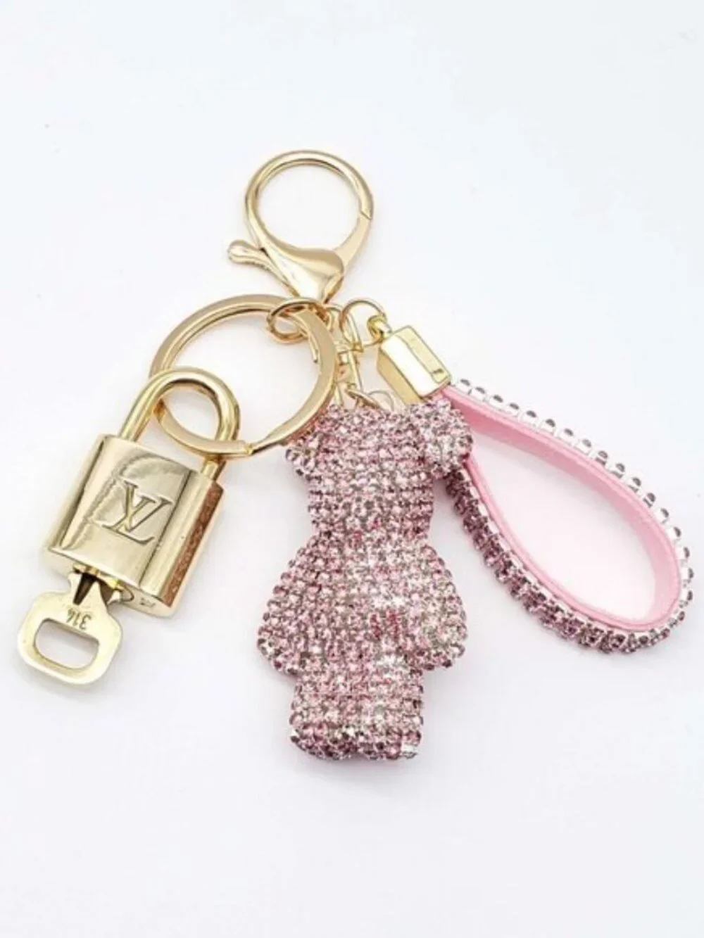 Authentic LV Gold Padlock & Key Set ✨ Luxury Bag Charm w/ Unbranded Keychain